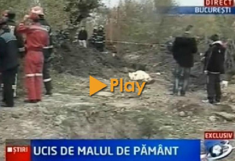 Accident de muncă mortal în Capitală: bărbat prins sub un mal de pământ (VIDEO)