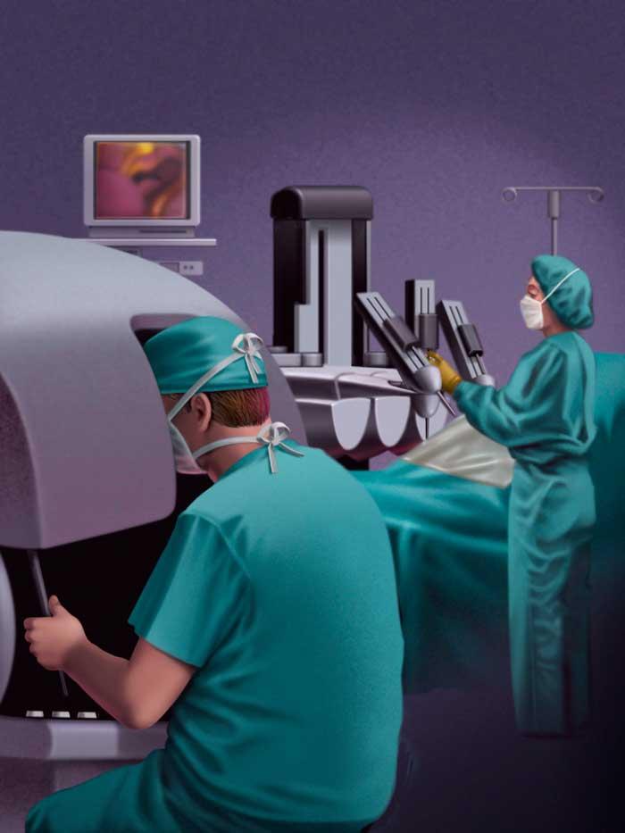 Chirurgia de la bisturiu,  la endoscop şi robot