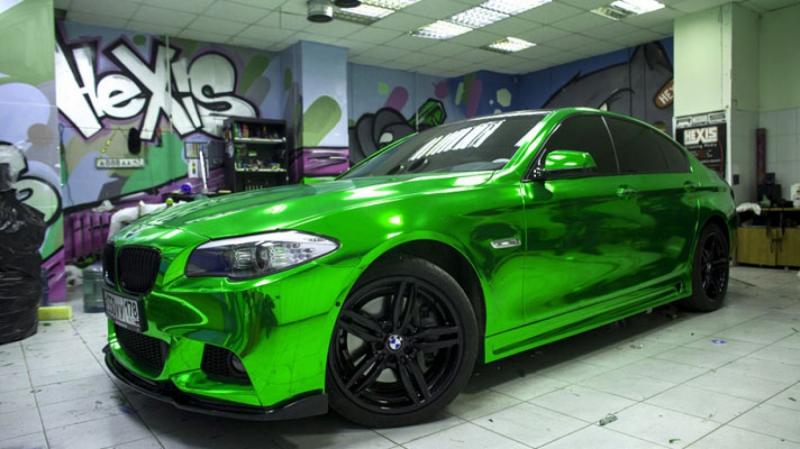 Tuning în stil verde-cromat pentru BMW Seria 5