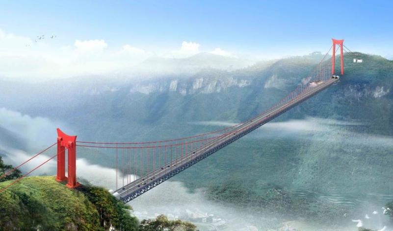 Nou record mondial pentru chinezi: Au construit cel mai lung pod suspendat între doi munţi! (VIDEO)