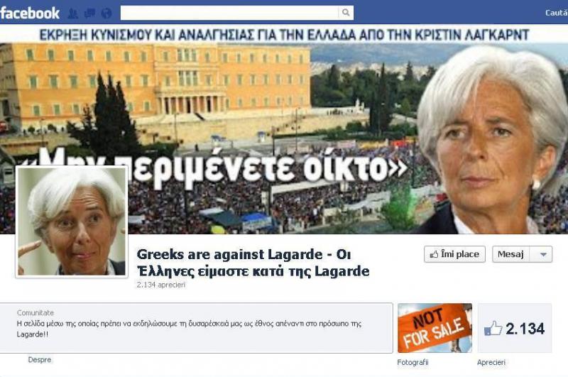 Război pe Facebook împotriva şefului FMI: Grecii au creat o pagină specială unde o atacă pe Christine Lagarde