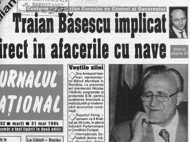 Jurnalul Naţional - 1994: Traian Băsescu este implicat direct în afacerile cu nave