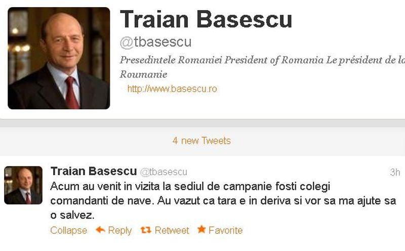 Băsescu are flotă pentru referendum. Vezi ce scrie preşedintele suspendat pe Twitter
