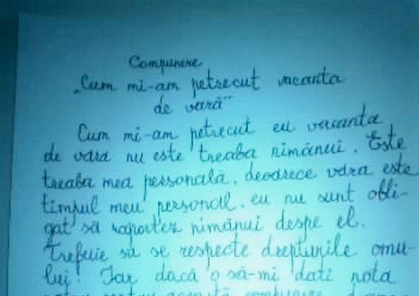 Incredibila compunere a unui elev român, despre ce-a făcut în vacanţa de vară
