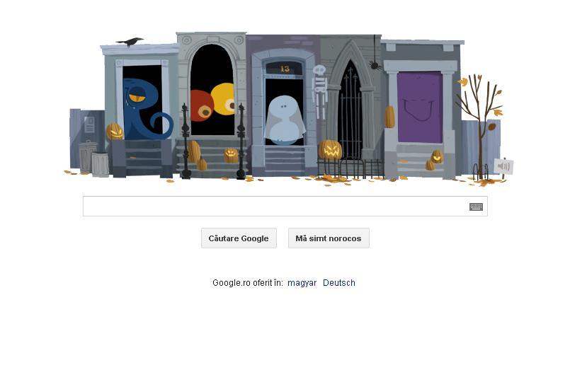 Sărbătoarea de Halloween, marcată de Google printr-un logo special, cu dovlecei, scheleţi şi fantome