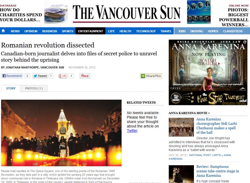 Vancouver Sun dă o PALMĂ României chiar de Ziua Națională: ungurii l-au dat jos pe Ceaușescu