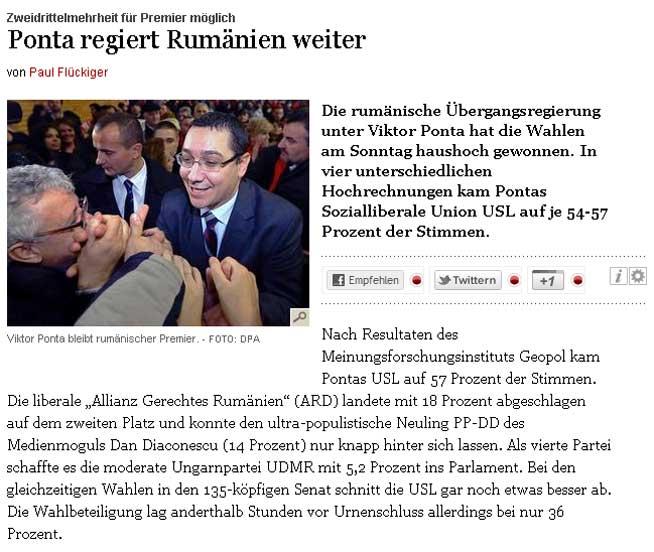 “Ponta este un pragmatic şi nu va căuta cearta cu UE” (Tagesspiegel)