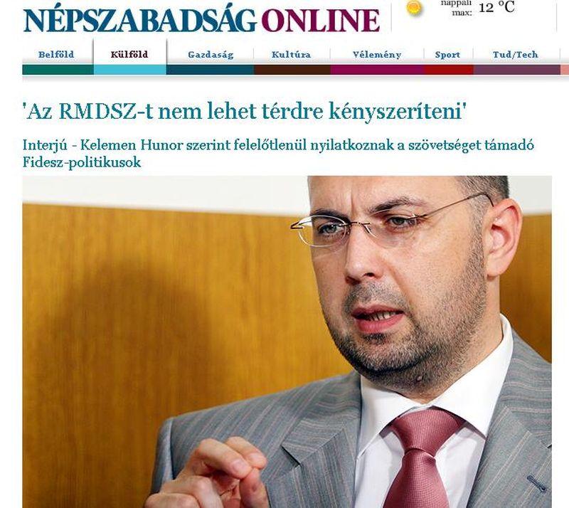 Kelemen Hunor, pentru Nepszabadsag: &quot;Politicienii români ne consideră cetăţeni de mâna a doua”