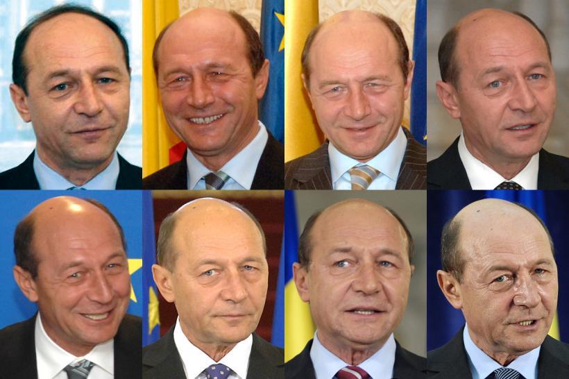 Traian Băsescu, de la şuviţa de marinar la chelia de european