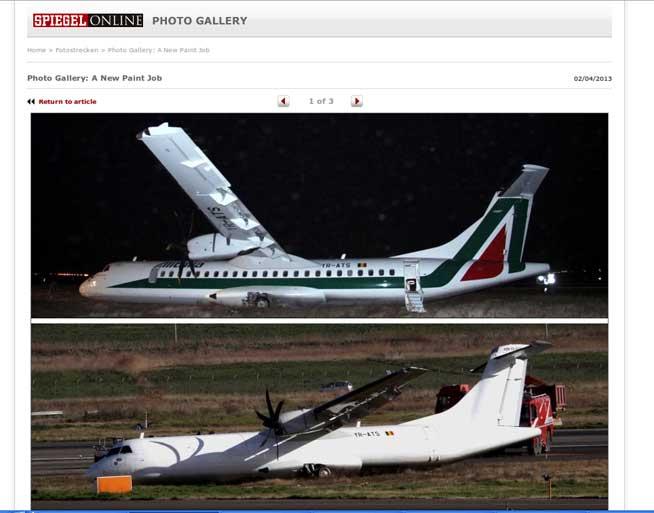 Ciudat: Logo-ul Alitalia de pe avionul Carpatair ieşit de pe pistă a fost acoperit cu vopsea!