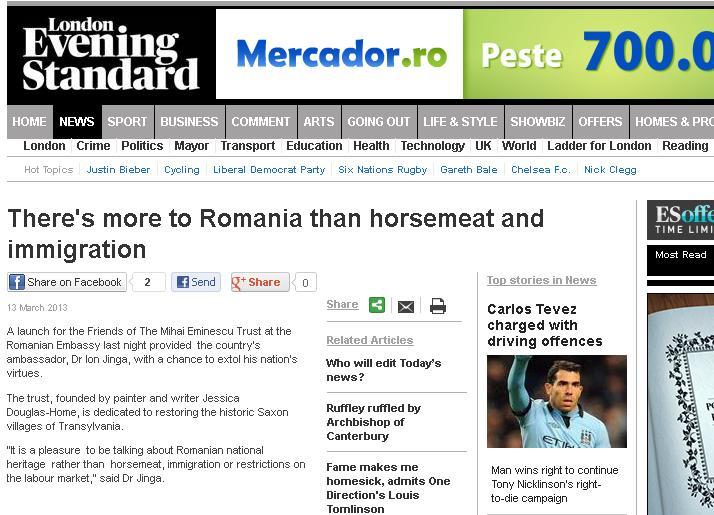Evening Standard: România înseamnă mai mult decât carnea de cal şi imigraţia