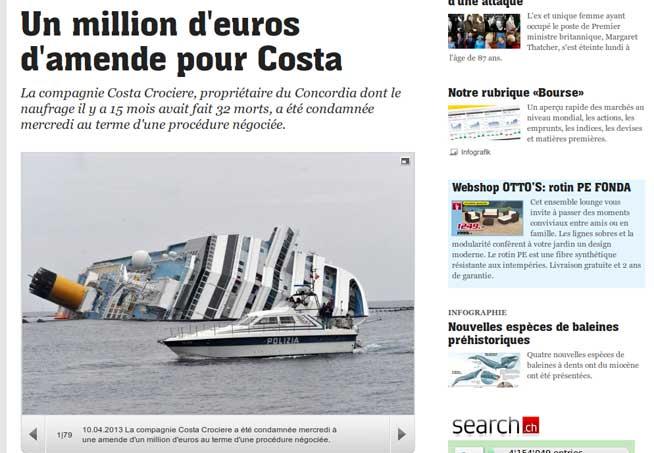 Un milion de euro amendă pentru naufragiul vasului Costa Concordia!