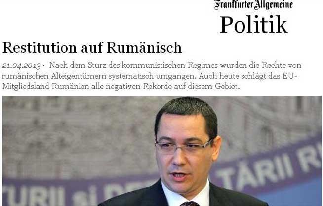 Frankfurter Allgemeine Zeitung: Povestea Ritei Marko, un simbol pentru dosarul retrocedărilor în România