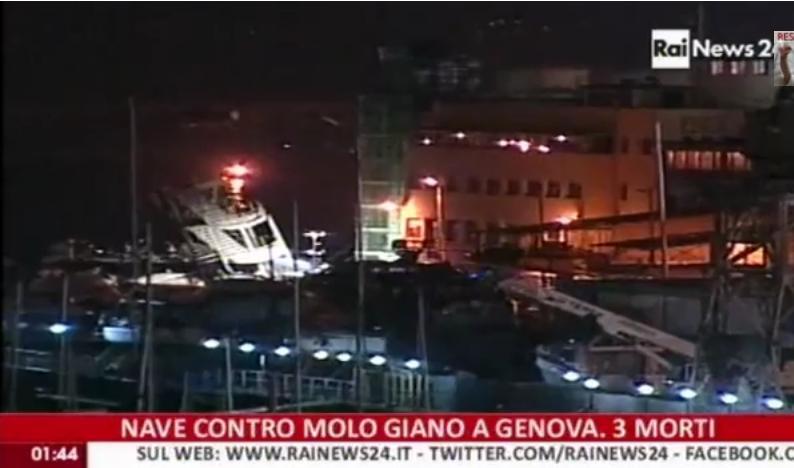 Accident naval în portul Genova: Trei morţi şi mai mulţi dispăruţi după ce un vas de pasageri s-a ciocnit cu turnul de control (VIDEO)