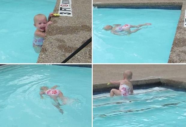 Imagini INCREDIBILE! Un bebeluş parcurge o lăţime de bazin, fără să respire. Micuţa înoată sub apă pentru mai multă viteză (VIDEO)