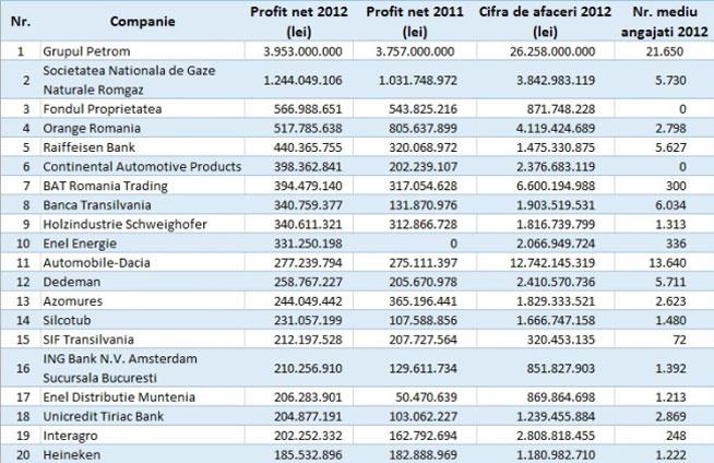 Top: cele mai profitabile 80 de companii din România