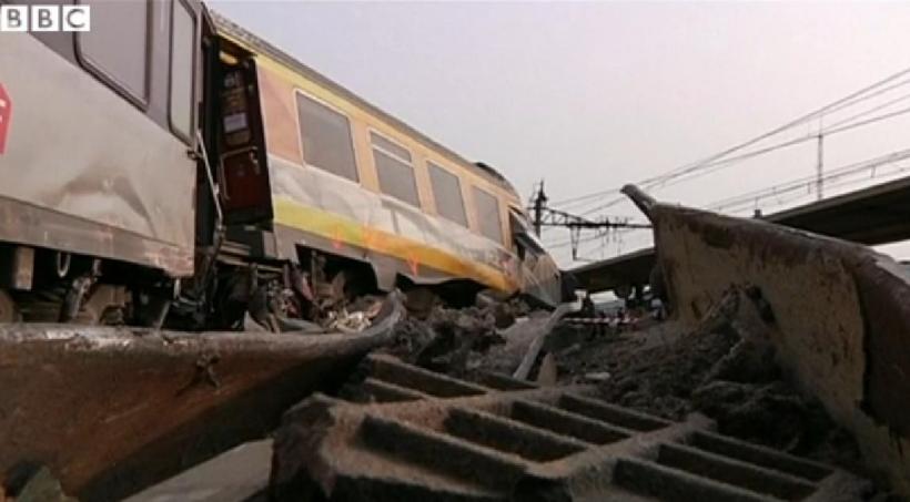 Catastrofa feroviară din Franţa, provocată de o defecţiune survenită la o piesă a macazului (VIDEO)