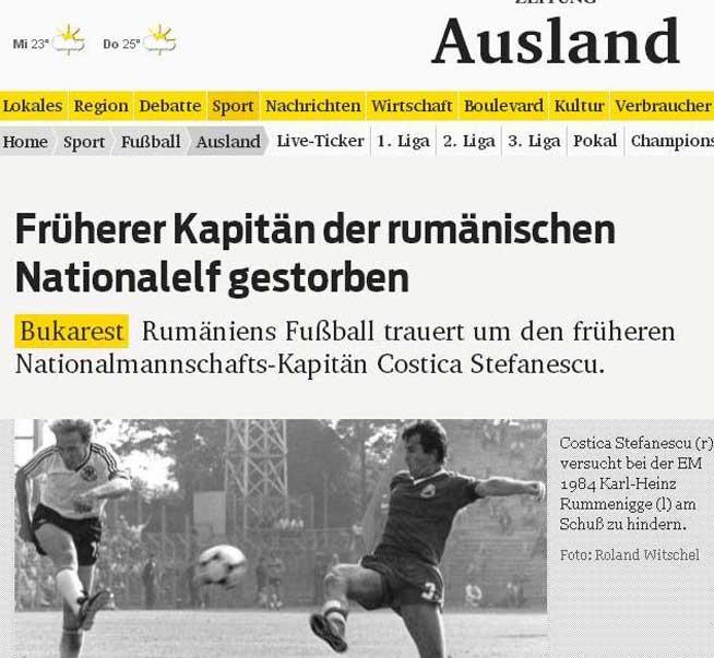 Fotbalul românesc este în doliu. România îşi plânge căpitanul, scrie presa străină