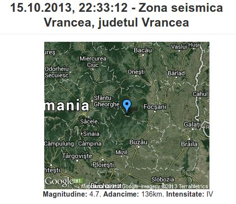  Cutremur de 4,7 grade în zona Vrancea. Seismul s-a simţit şi în Bucureşti