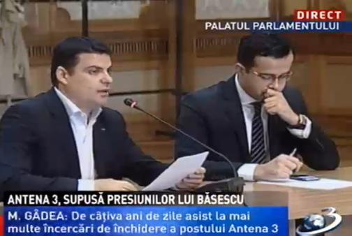 Mihai Gâdea face apel la Parlament să intervină pentru apărarea libertăţii presei: &quot;Antena 3 este supusă unor presiuni fără precedent&quot; 