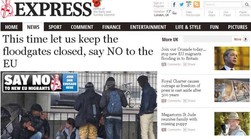 Cotidianul britanic Daily Express a lansat o petiţie prin care îi cere lui Cameron să menţină restricţiile pentru români