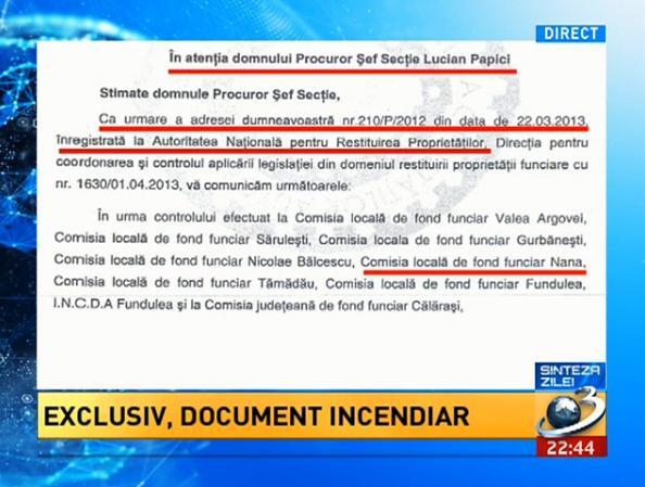 Document incendiar, prezentat la &quot;Sinteza Zilei&quot;: Procurorul Papici a făcut verificări legate de terenul cumpărat la Nana de Ioana Băsescu