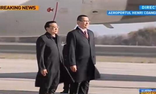 Premierul Chinei a ajuns în România. Li Keqiang a fost întâmpinat de Victor Ponta