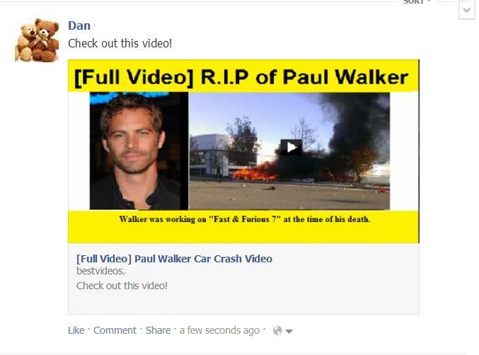  Moartea actorului Paul Walker, subiectul unor înşelăciuni de proporţii pe Facebook