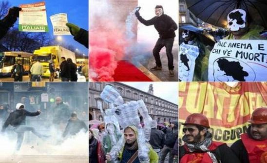 Italia este un VULCAN de tensiuni sociale. Protestele violente de amploare au cuprins marile oraşe