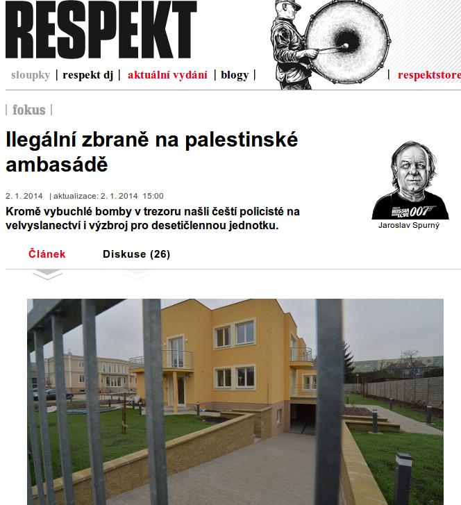 Mitraliere şi alte arme ilegale, descoperite la reşedinţa ambasadorului palestinian la Praga