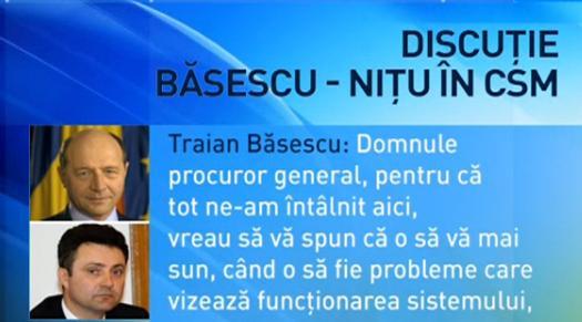 Traian Băsescu, schimb de replici cu procurorul general: &quot;Ei, nu v-aţi dus, ştiţi unde v-aţi dus. Bine. O lăsăm aşa&quot;
