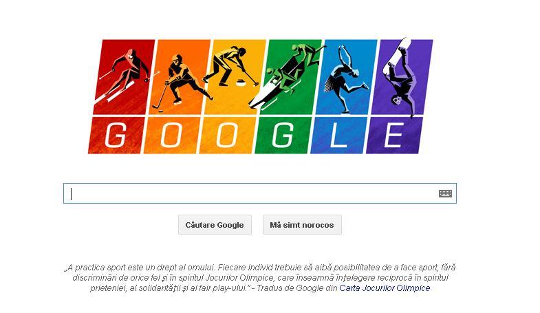 Jocurile Olimpice de iarnă de la Soci, celebrate de Google. Vezi mesajul postat pe pagina de start a motorului de căutare