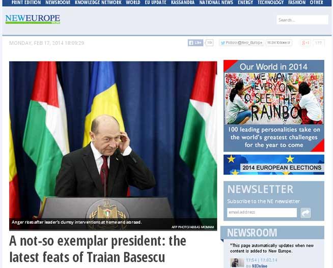 New Europe scrie din nou despre Băsescu: ”Nu-i pasă de critici”