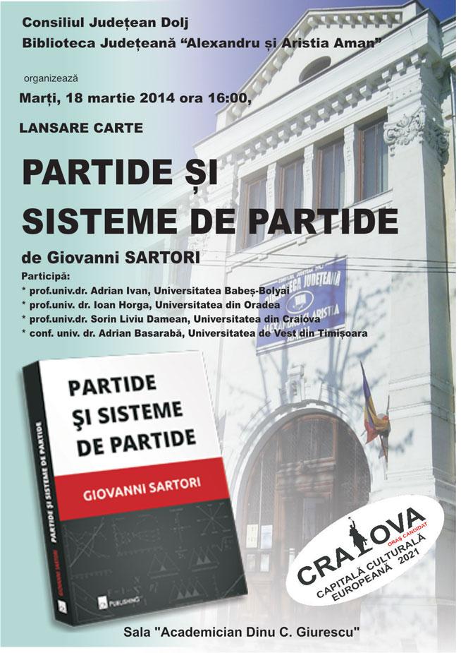 “Partide şi sisteme de partide” - lansare de carte la Biblioteca Judeţeană din Craiova