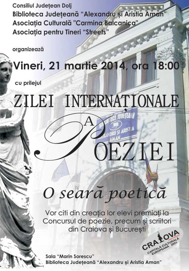 Ziua Mondială a Teatrului şi Ziua Internaţională a Poeziei, sărbătorite la Biblioteca Judeţeană din Craiova