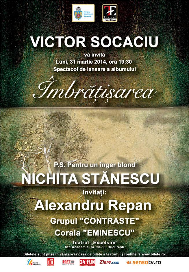 Victor Socaciu şi Alexandru Repan “îmbrăţişaţi” de dorul lui Nichita, la Teatrul Excelsior