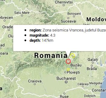Cutremur de 4,3 grade Richter în zona Vrancea