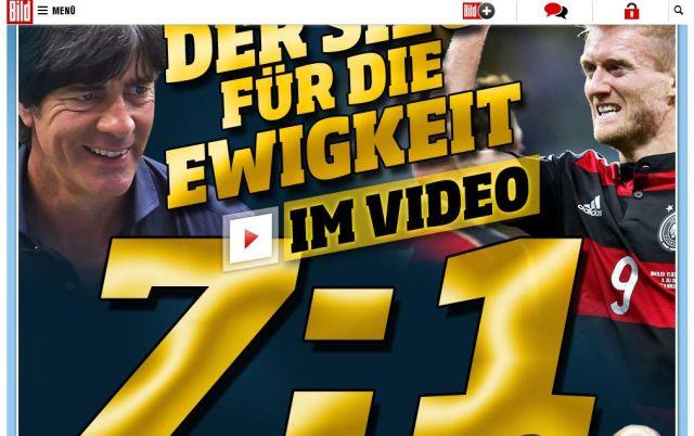 Presa germană salută victoria istorică în faţa Braziliei. Bild a consacrat câte o pagină pentru fiecare dintre cele 7 goluri! 