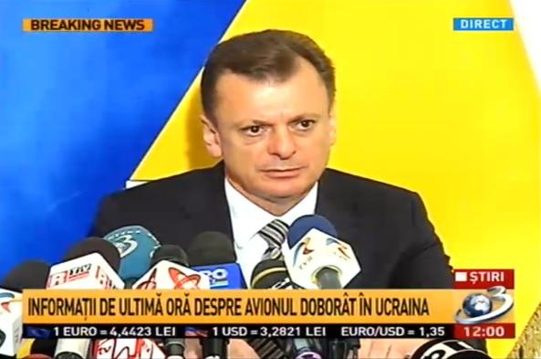 Ambasadorul Ucrainei la Bucureşti: &quot;Avem dovezi că avionul Malaysian Airlines a fost doborât de o armă rusească&quot; 