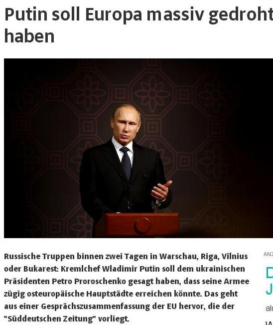 Sueddeutsche Zeitung: Putin ameninţă că în două zile ar putea invada Varşovia, Riga şi Bucureştiul
