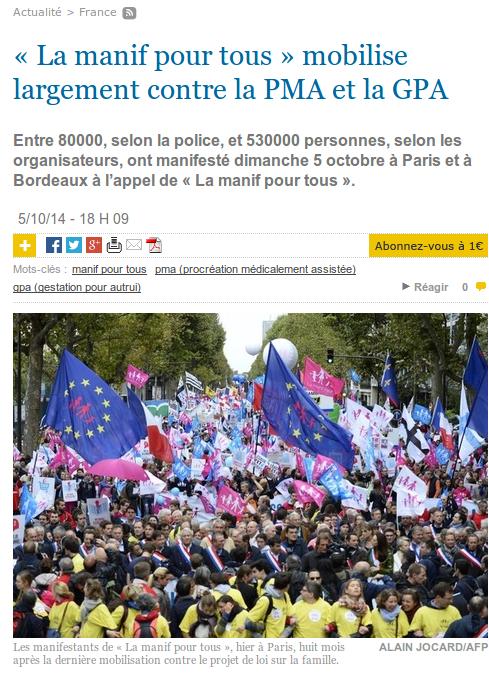  Peste 500.000 de persoane au manifestat în Franţa pentru FAMILIA NATURALĂ