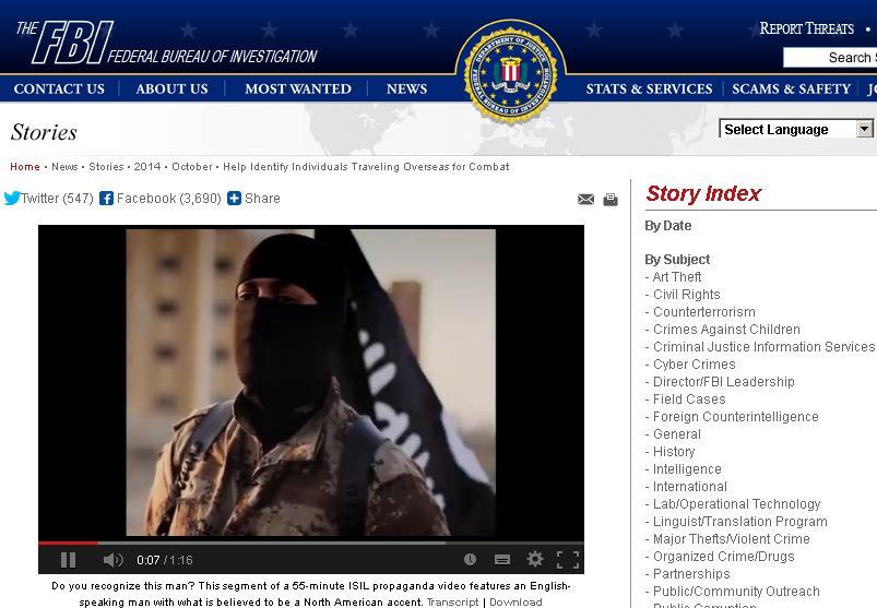 FBI cere ajutorul publicului pentru identificarea unui jihadist cu accent nord-american (VIDEO)