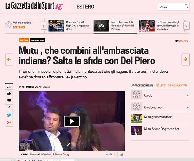 Un angajat al FRF l-a îmbătat pe Mutu pentru Gazzetta dello Sport, media din România a preluat știrea pe nemestecate!