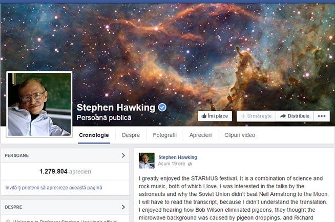 Facebook a devenit mai DEȘTEPT! Prima postare a lui Stephen Hawking