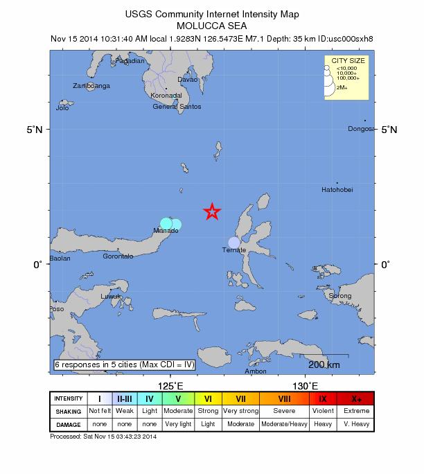 CUTREMUR PUTERNIC, de 7,3 grade pe Richter, în nordul Indoneziei. A fost emisă ALERTĂ DE TSUNAMI