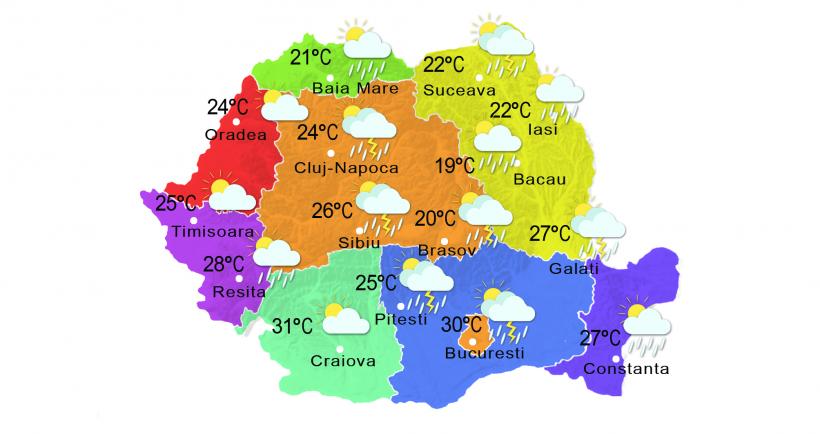 Prognoza METEO 17 iunie. Cod galben de ploi
