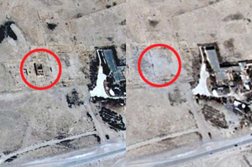 Imaginile surprinse de satelit confirmă distrugerea templului Baal Shamin din Palmira