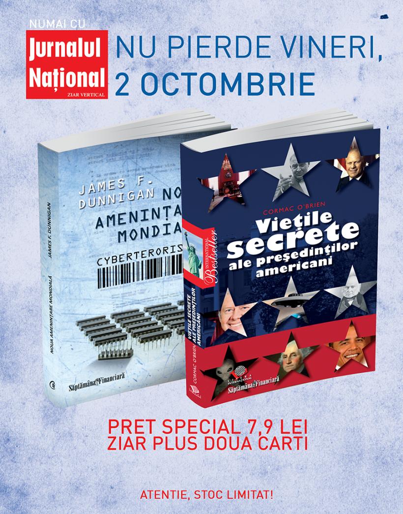 Nu pierde Jurnalul National de vineri, 2 octombrie, pachetul cu cele doua carti la pretul special de numai 7,9 lei