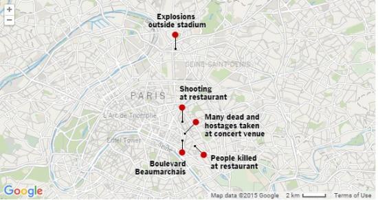 ATENTATE LA Paris: Ce s-a întâmplat în fiecare locație