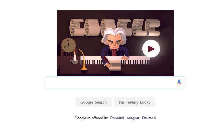 Google celebrează ziua de naștere a lui Beethoven cu un doodle briliant